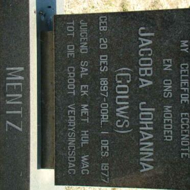 MENTZ Jacoba Johanna nee GOUWS 1897-1977