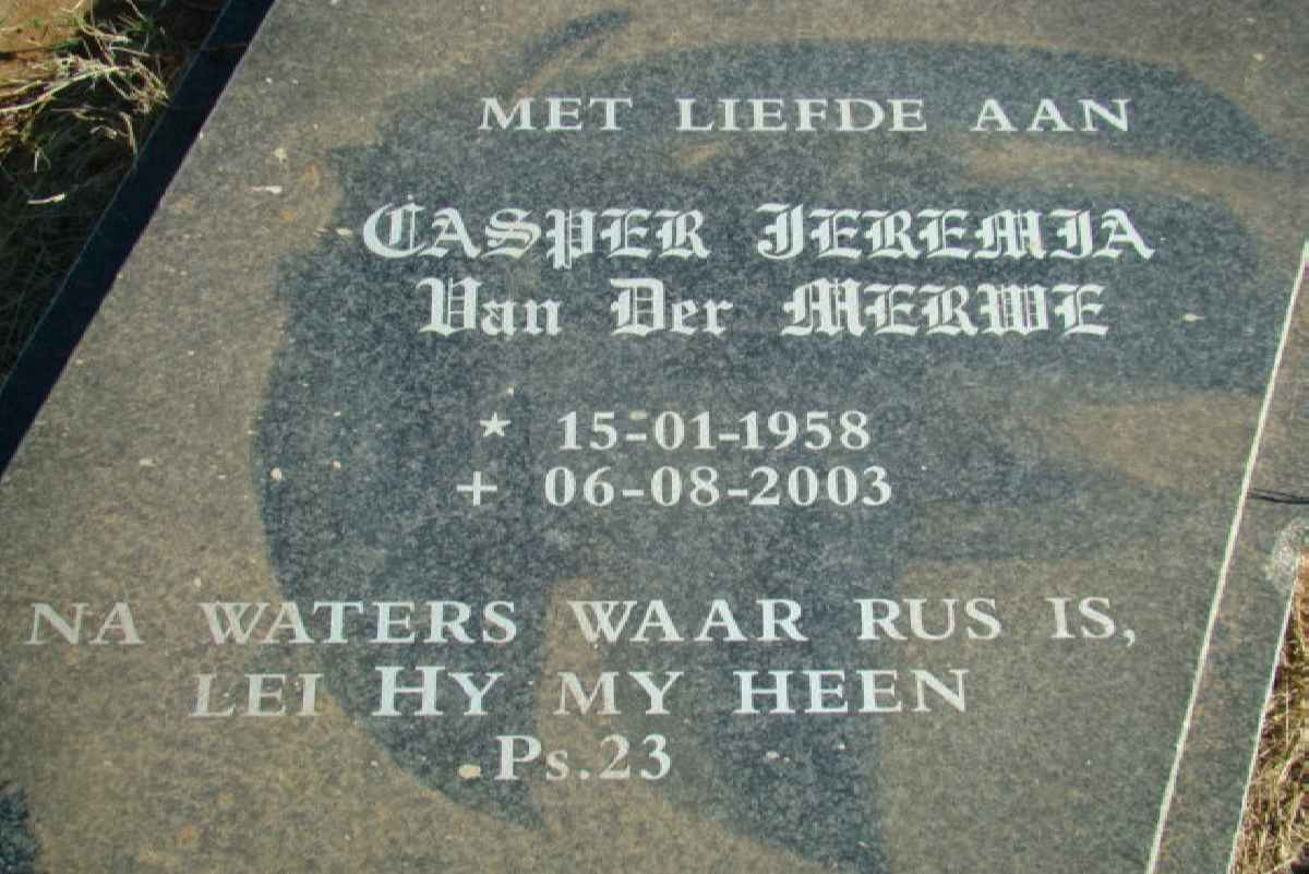 MERWE Casper Jeremia, van der 1958-2003