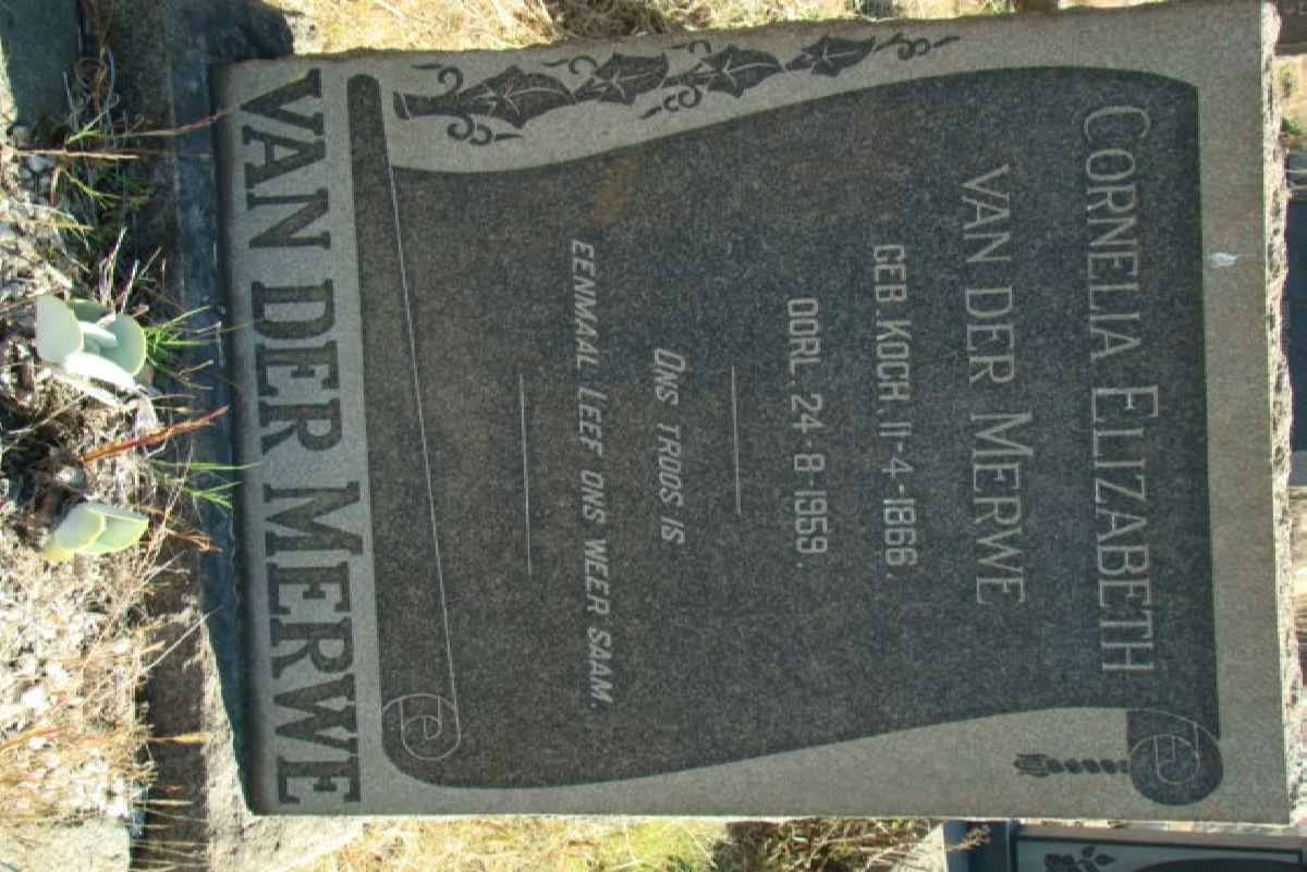 MERWE Cornelia Elizabeth, van der nee KOCH 1866-1959