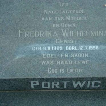 PORTWIG Fredrika Wilhelmina nee 1909-1998