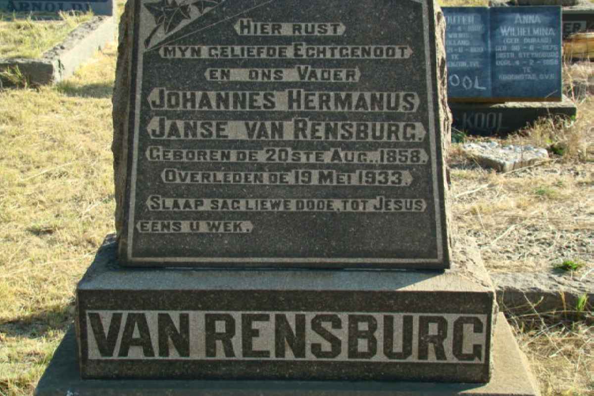 RENSBURG Johannes Hermanus, Janse van 1858-1933