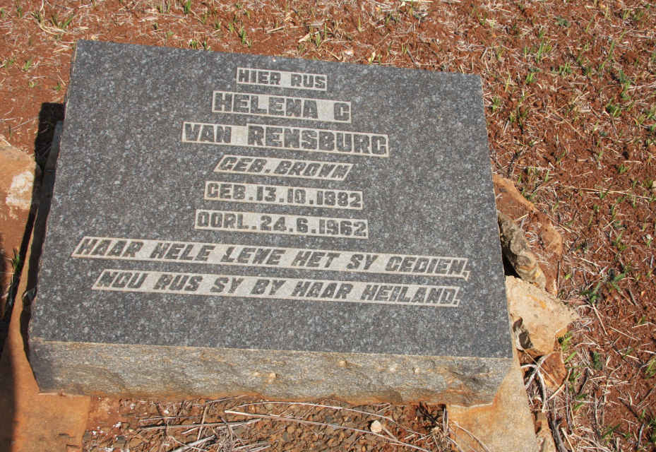 RENSBURG Helena C., van nee BROWN 1882-1962