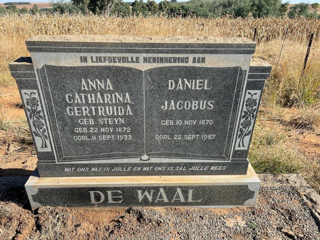 WAAL Daniel Jacobus, de 1870-1957 &amp; Anna Catharina Gertruida nee STEYN 1872-1933
