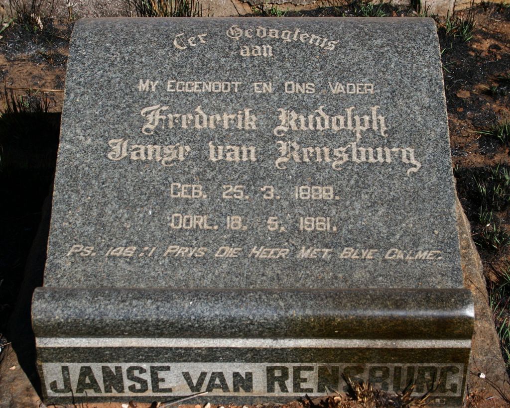 RENSBURG Frederik Rudolph, Janse van 1888-1961