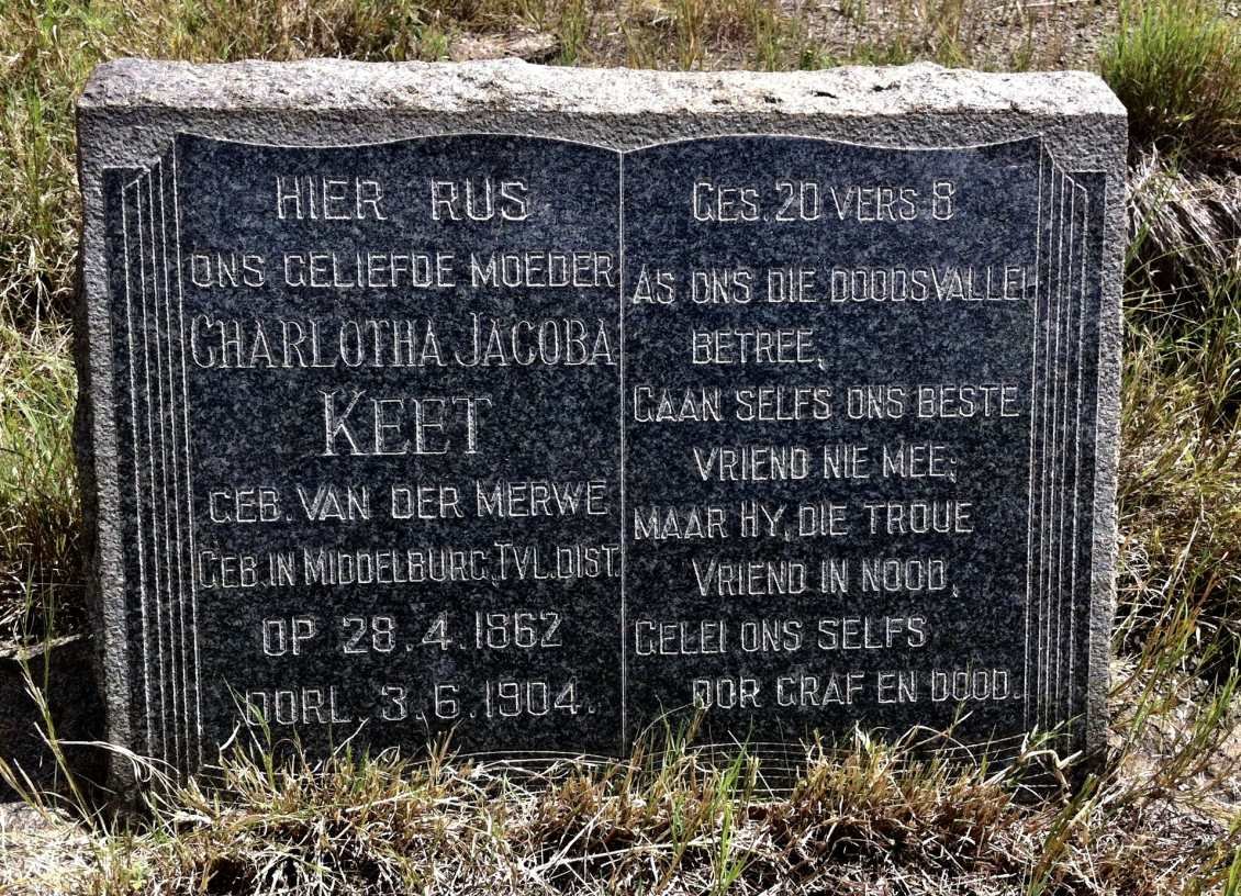 KEET Charlotha Jacoba nee VAN DER MERWE 1862-1904