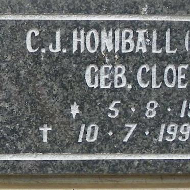 HONIBALL C.J. nee CLOETE 1913-1999