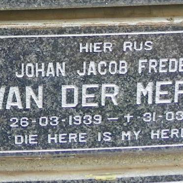 MERWE Johan Jacob Frederik, van der 1939-2002