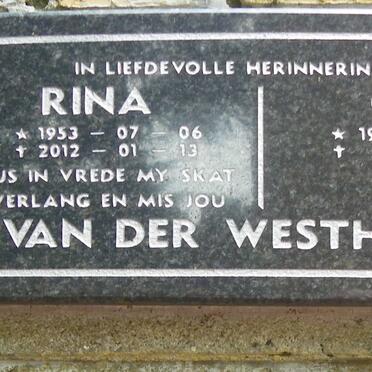 WESTHUIZEN Gert, van der 1956- &amp; Rina 1953-2012