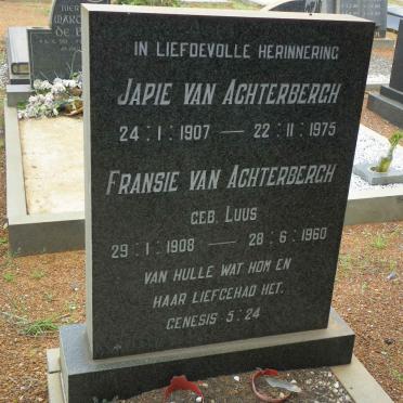 ACHTERBERGH Japie, van 1907-1975 &amp; Fransie LUUS 1908-1960