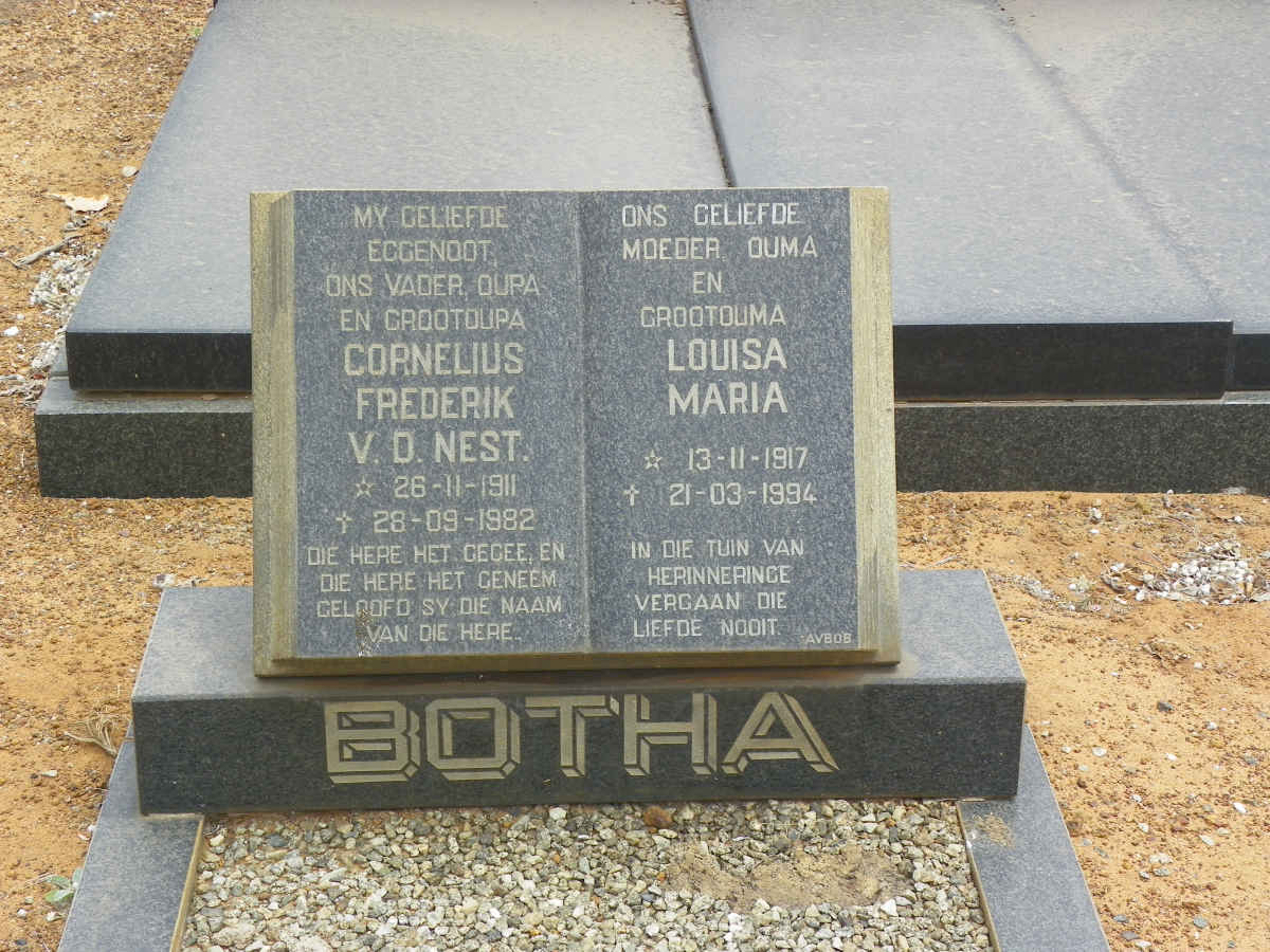 BOTHA Cornelius Frederik v.d. Nest 1911-1982 &amp; Louisa Maria 1917-1994