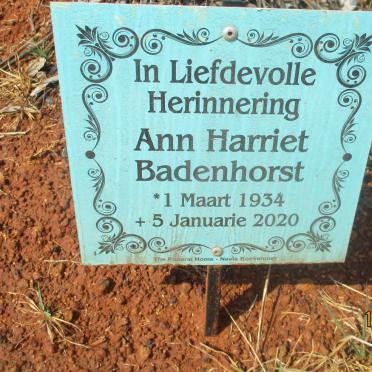 BADENHORST Ann Harriet 1934-2020