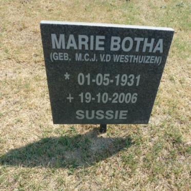 BOTHA M.C.J. nee V.D. WESTHUIZEN 1931-2006