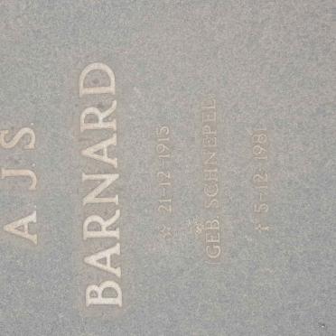 BARNARD A.J.S. nee SCHNEPEL 1915-1981