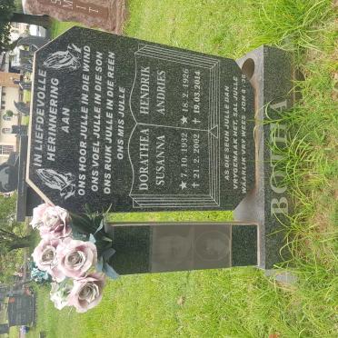 BOTHA Hendrik Andries 1926-2014 &amp; Dorathea Susanna 1932-2002