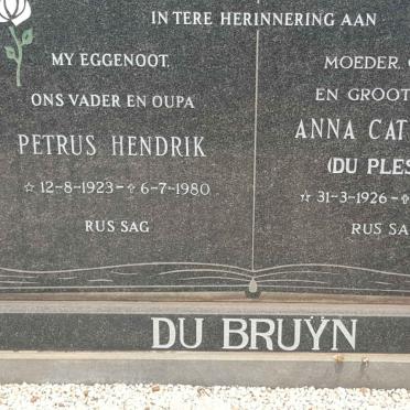 BRUYN Petrus Hendrik, du 1923-1980 &amp; Anna Catharina DU PLESSIS 1926-1999