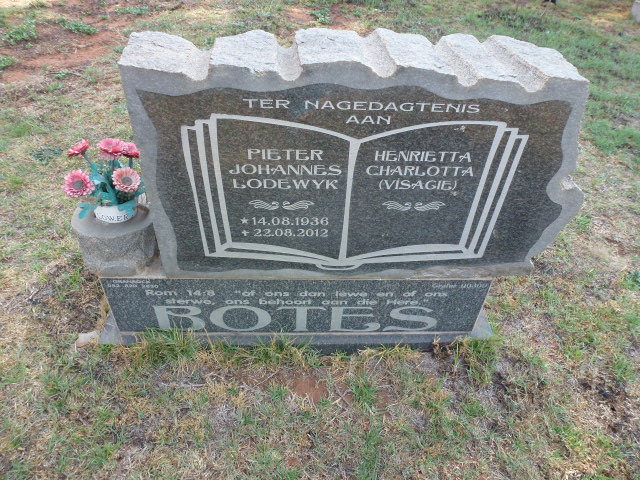 BOTES Pieter Johannes Lodewyk 1936-2012 &amp; Henrietta Charlotta VISAGIE
