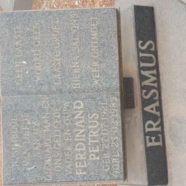 ERASMUS Ferdinand Petrus 1921–1989 & Christina Wilhelmina 1925– #1