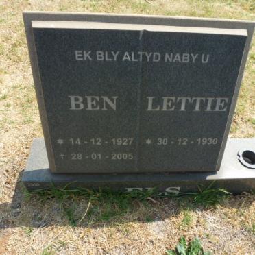 ELS Ben 1927-2005 &amp; Lettie 1930-