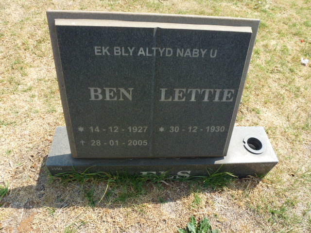 ELS Ben 1927-2005 &amp; Lettie 1930-