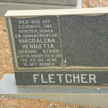 FLETCHER Magdalena Henrietta nee STRÖH 1909-1981