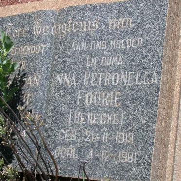 FOURIE Anna Petronella nee BENECKE 1919-1981