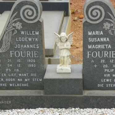 FOURIE Willem Lodewyk Johannes 1920-1980 &amp; Maria Susanna Magrieta 1926-2009