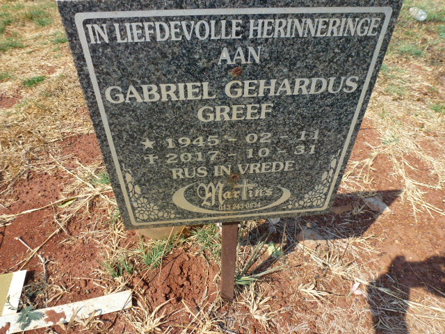 GREEF Gabriel Gehardus 1945-2017