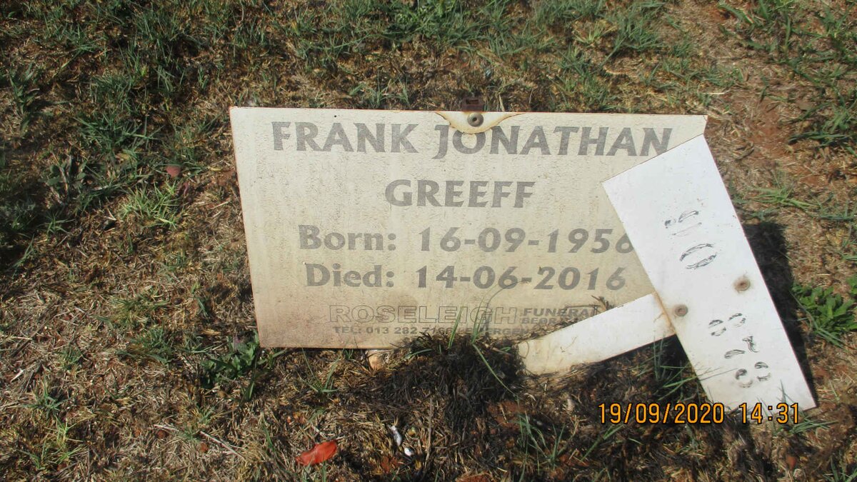 GREEFF Frank Jonathan 1956-2016