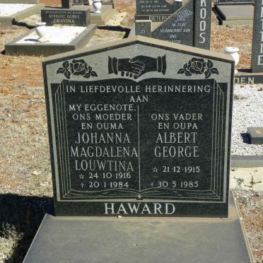 HAWARD Albert George 1915-1985 &amp; Johanna Magdalena Louwtina 1916-1984