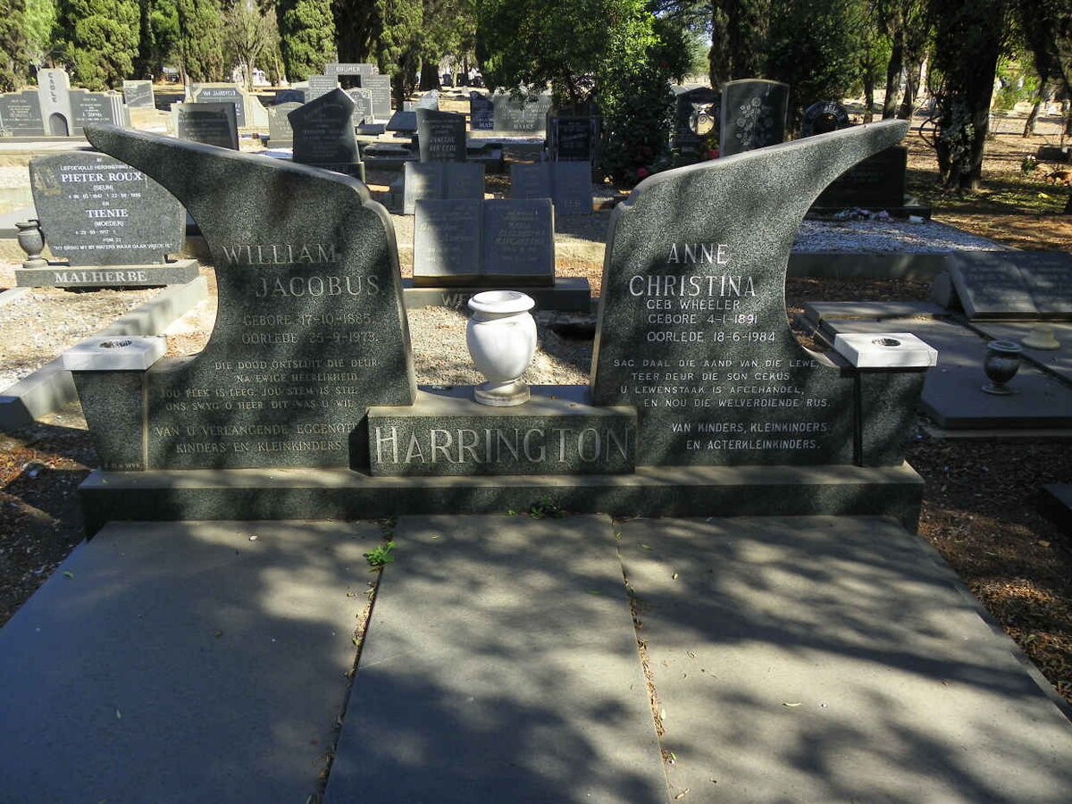 HARRINGTON William Jacobus 1885-1973 &amp; Anne Christina WHEELER 1891-1984