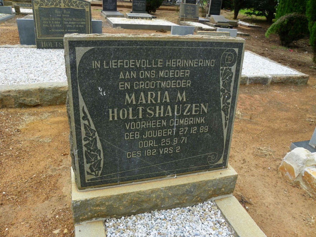 HOLTSHAUZEN Maria M. formerly COMBRINK nee JOUBERT 1889–1971 #1 (front)