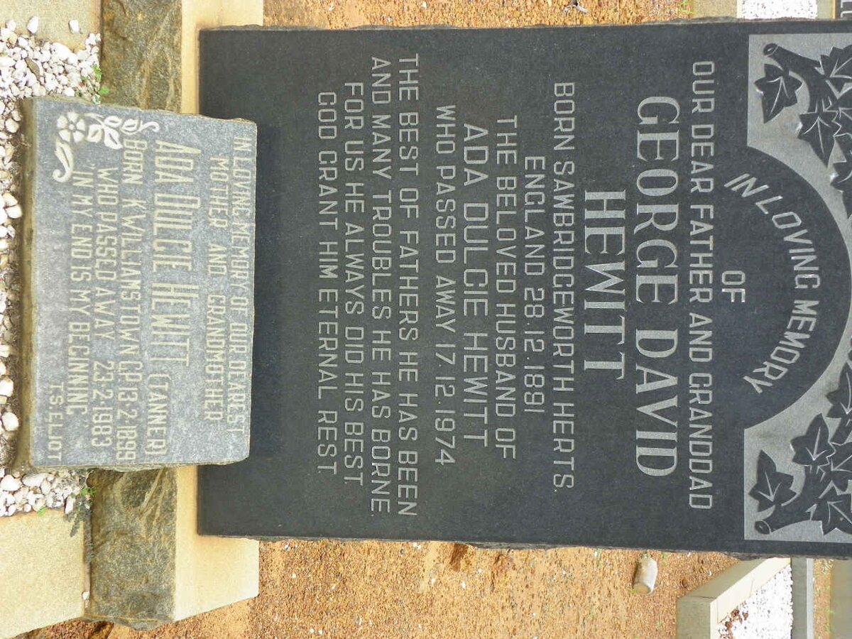 HEWITT George David 1891-1974 &amp; Ada Dulcie TANNER 1899-1983 #1