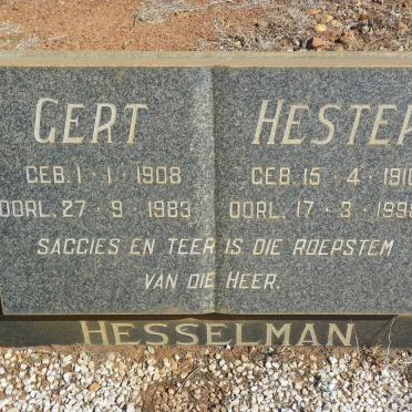 HESSELMAN Gert 1908-1983 &amp; Hester 1910-1998