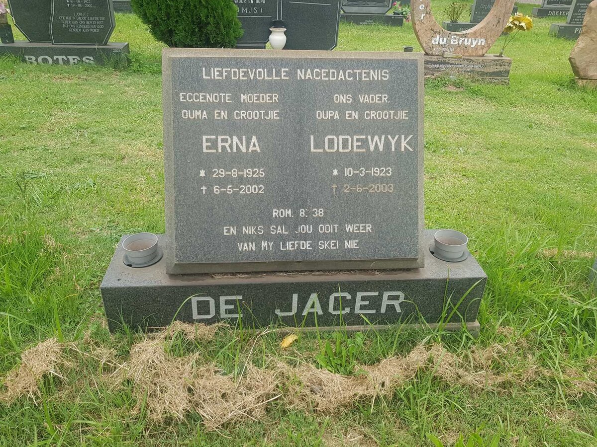 JAGER Lodewyk, de 1923-2003 &amp; Erna 1925-2002