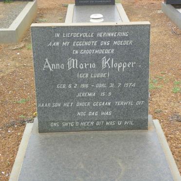 KLOPPER Anna Maria nee LUBBE 1916-1974