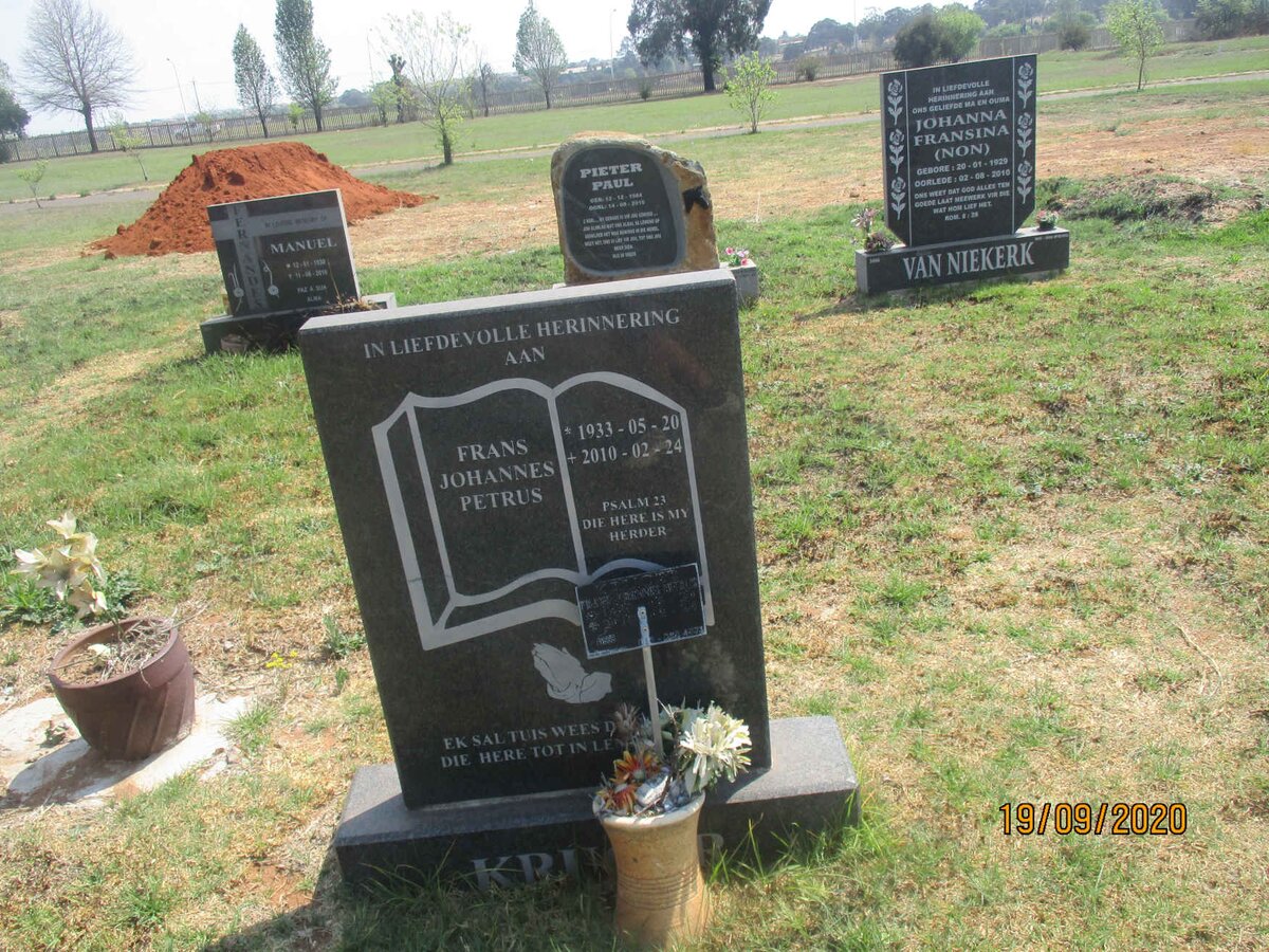 KRUGER Frans Johannes Petrus 1933-2010