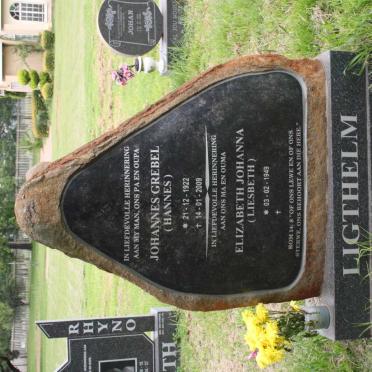 LIGTHELM Johannes Grebel 1922-2009 &amp; Elizabeth Johanna 1949-