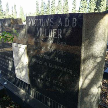 MULDER Matthys A.D.B. 1908-1995 &amp; Catharina J. LINDEQUE -1974 #2