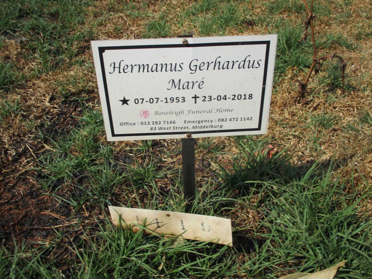 MARÉ Hermanus Gerhardus 1953-2018