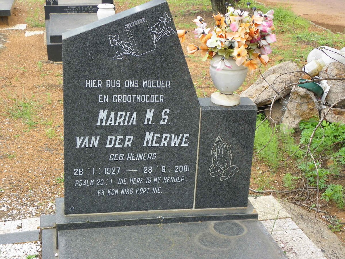 MERWE David Schalk, van der 1924–1975 &amp; Maria M.S. nee REINERS 1927–2001 #3