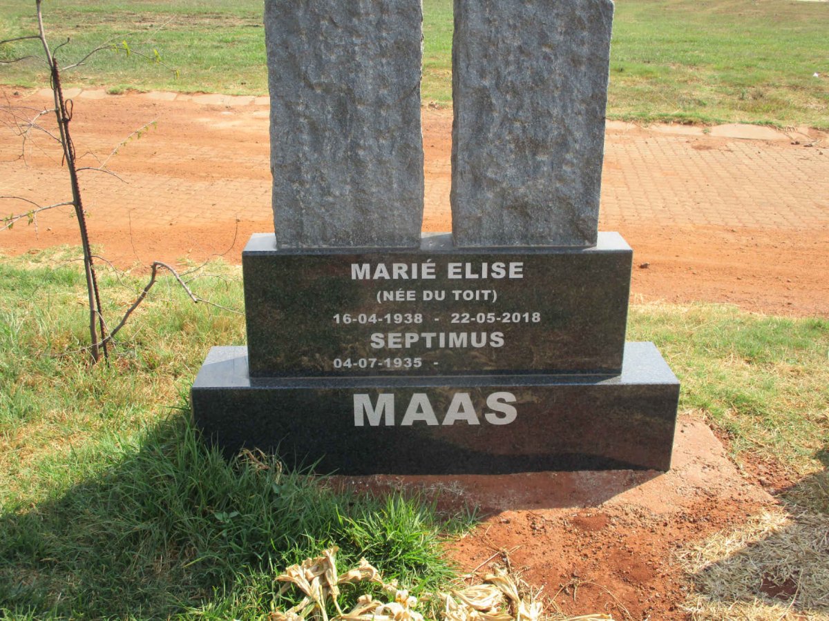 MAAS Septimus 1935- &amp; Marié Elise DU TOIT 1938-2018