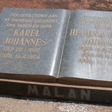 MALAN Karel Johannes 1896-1964 &amp; Helena Gezina Johanna nee V.D.MERWE 1896-1988
