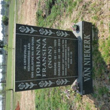 NIEKERK Johanna Fransina, van 1929-2010