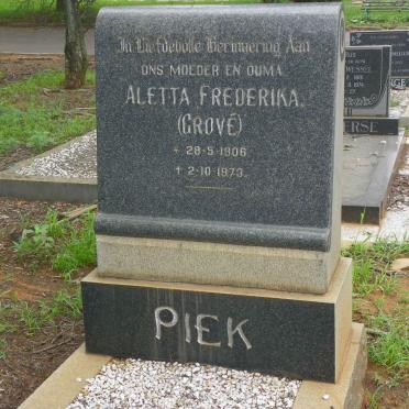 PIEK Aletta Frederika nee GROVÉ 1906-1973