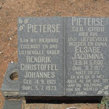 PIETERSE Hendrik Christoffel Johannes 1921-1973 &amp; Elsabe Jacomina GRIBB 1930-1977