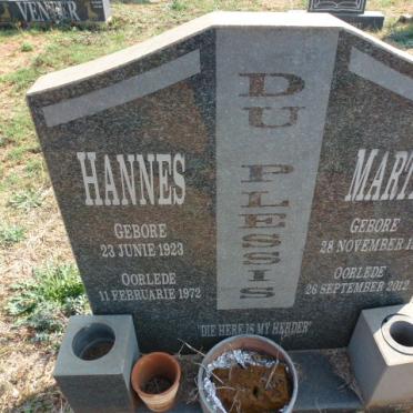 PLESSIS Hannes, du 1923-1972 &amp; Martie 1926-2012
