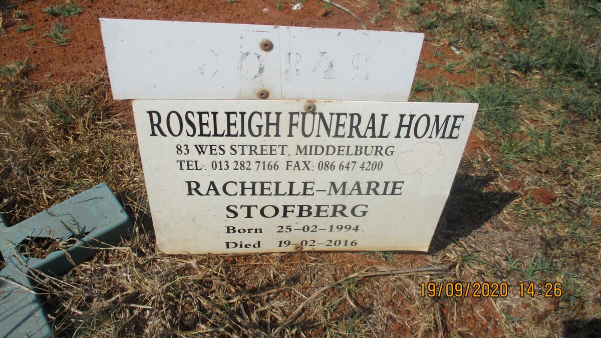 STOFBERG Rachelle-Marie 1994-2016