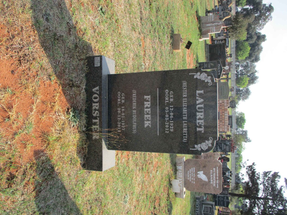 VORSTER Frederik Rudolphus 1927-2014 &amp; Hester Elizabeth Lauretta 1929-2012