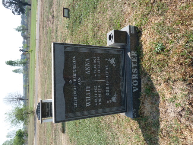 VORSTER Willie 1923-2010 &amp; Anna 1923-2016