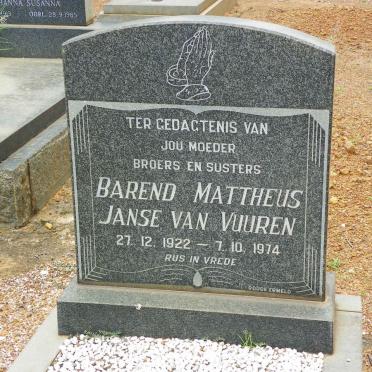 VUUREN Barend Mattheus, Janse van 1922-1974